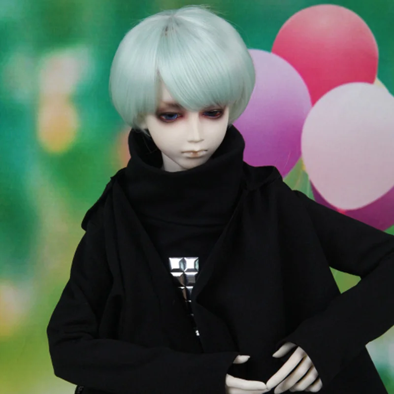 

High Temperature Wire Short Straight Black/Mint SD BJD 1/3 1/4 Doll Wig Boy
