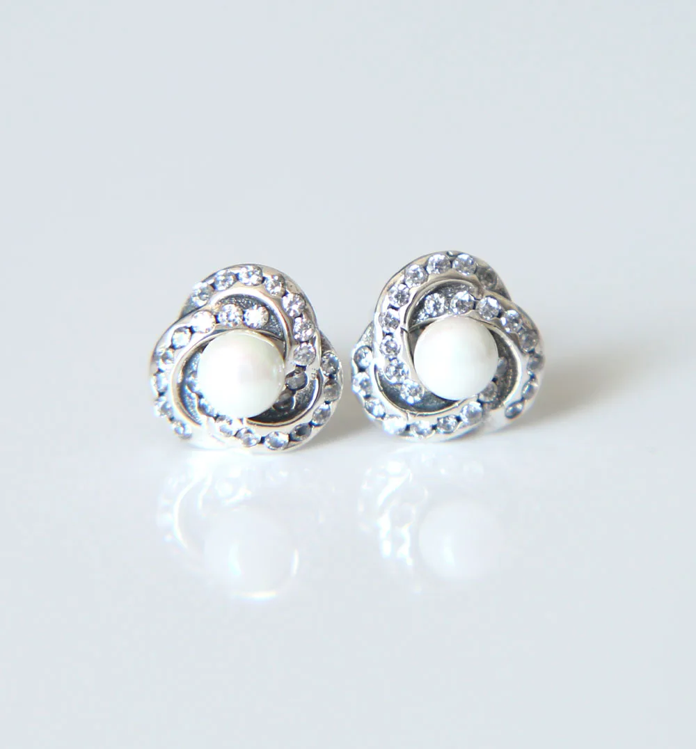 fashion 100% 925 Sterling Silver natural pearl cz studs cute girl jewelry silver earring 2017 new design | Украшения и аксессуары