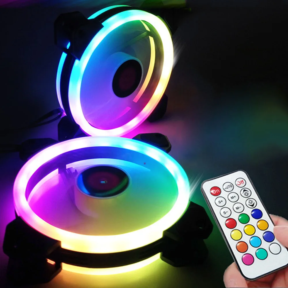Горячая Распродажа RGB вентилятор шасси 12 см настольный охлаждающий цветной