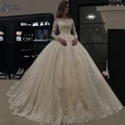 Бальное платье свадебное платье роскошное кружевное платье для невесты с длинным рукавом зимнее платье со шлейфом robe de mariee с открытыми плечами