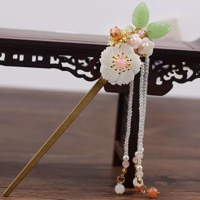 L hair stick Чешские лепестки цветок заколка для волос ханьфу, косплей аксессуары для волос для ТВ игры или фотографии китайские украшения для волос - Цвет: L hair stick