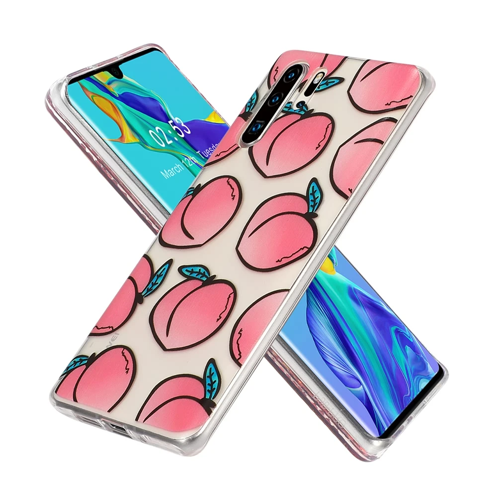 Персиковый силиконовый чехол для телефона huawei P30 Pro mate 20 ударопрочный Симпатичные