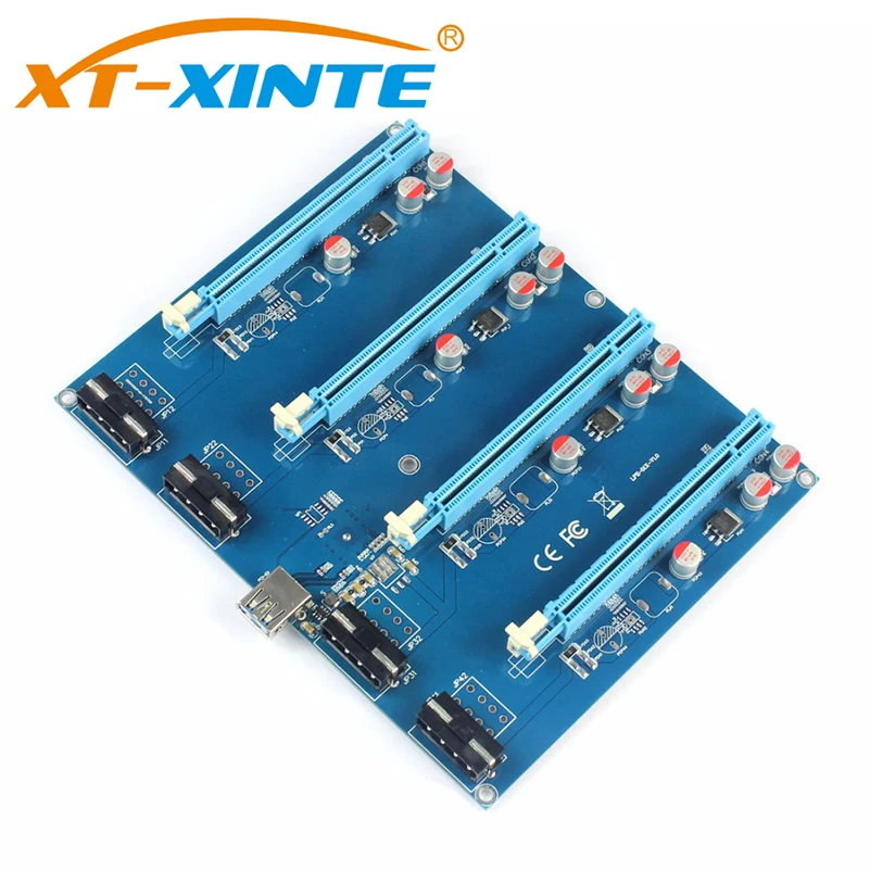 Адаптер PCI-E карта PCIe 1 на 4 переходная 1X 16X слот для майнинга ПК компьютерный разъем