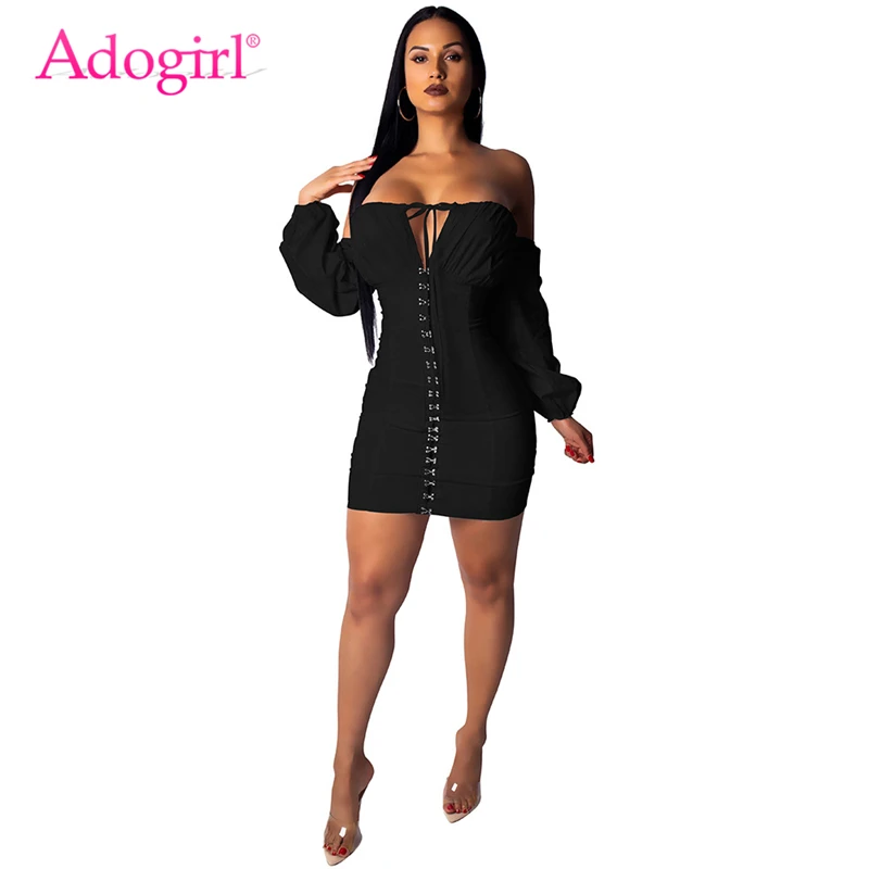 Однотонное платье корсет Adogirl без бретелек с открытыми плечами женское на