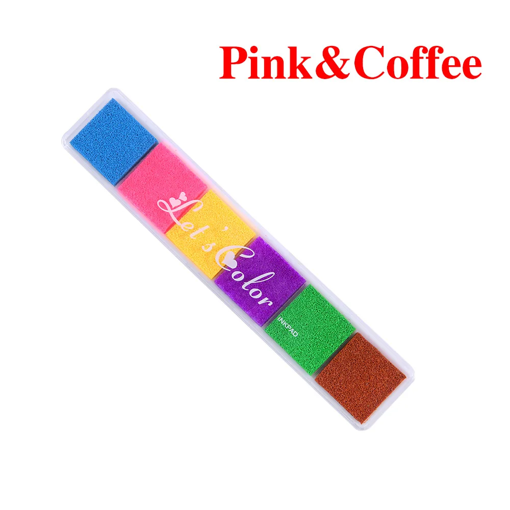pink coffee Нетоксичный градиентный Цветной чернильный коврик Inkpad резиновый штамп на масляной основе для печати пальцев хороший подарок для штамп для детей DIY Art - Цвет: pink coffee