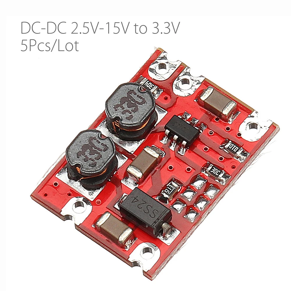 

5pcs/lot DC-DC 2.5V-15V to 3.3V Fixed Output Automatic Buck Boost Step Up Step Down Power Supply Module