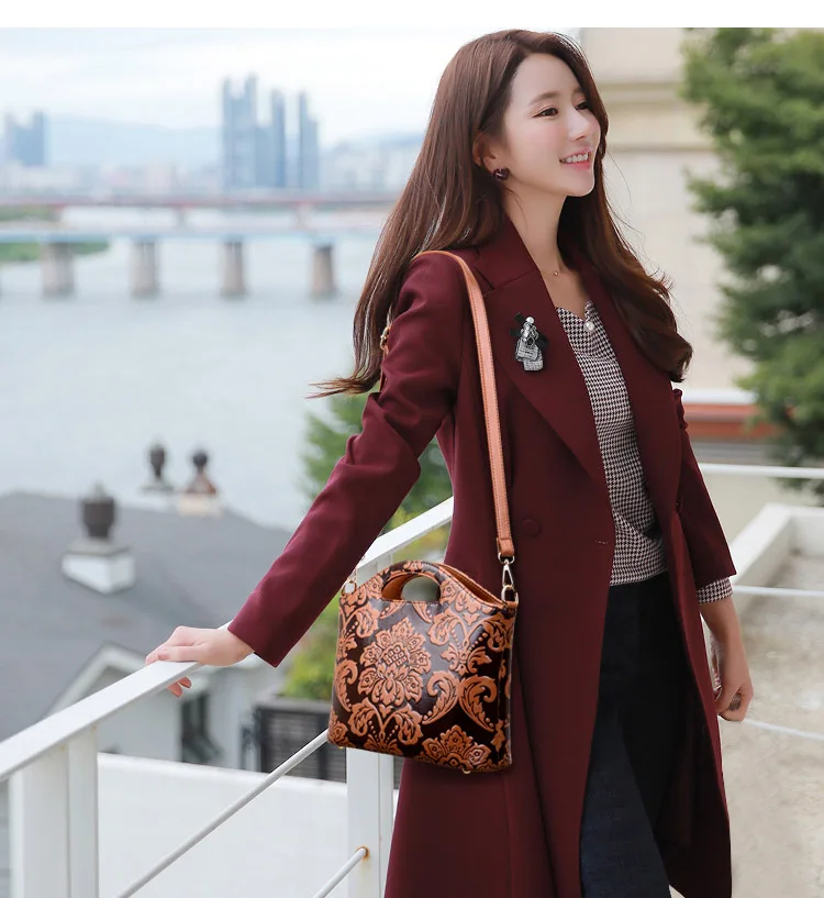 Rodful ретро цветочные сумка тисненая кожа для женщин Винтаж crossbody сумка Роскошные tote высокое качество