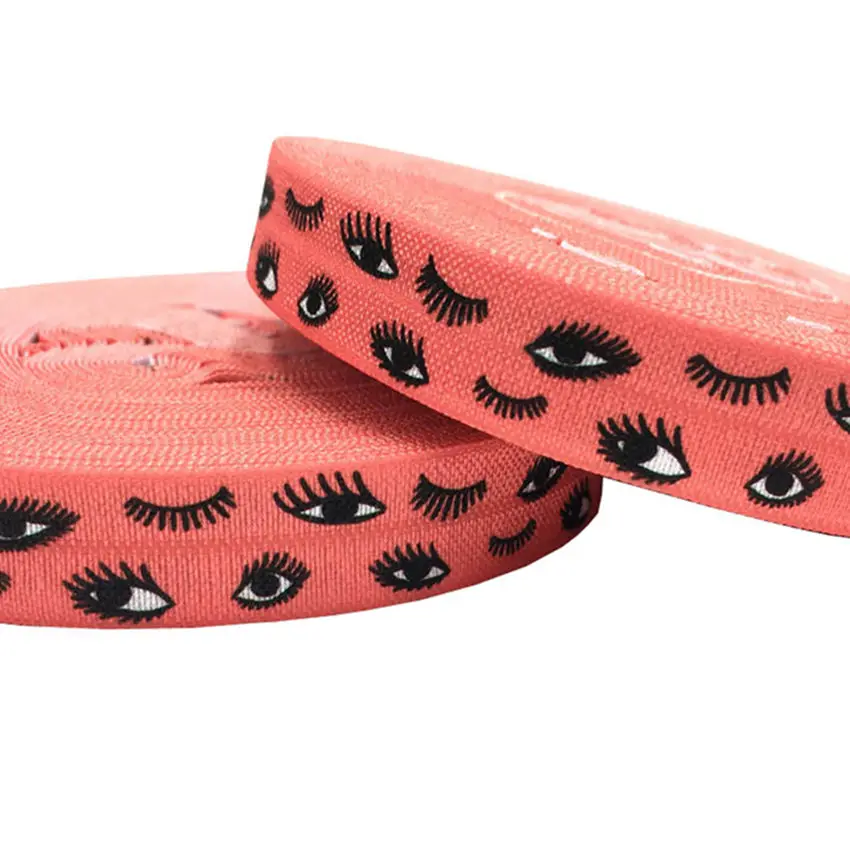 

11 Colors 10 Yards Eyelash Printed Fold Over Elastic Ribbon 30pcs Eyelashes Knotted Hair Ties Hairband DIY Headwear Accessories
