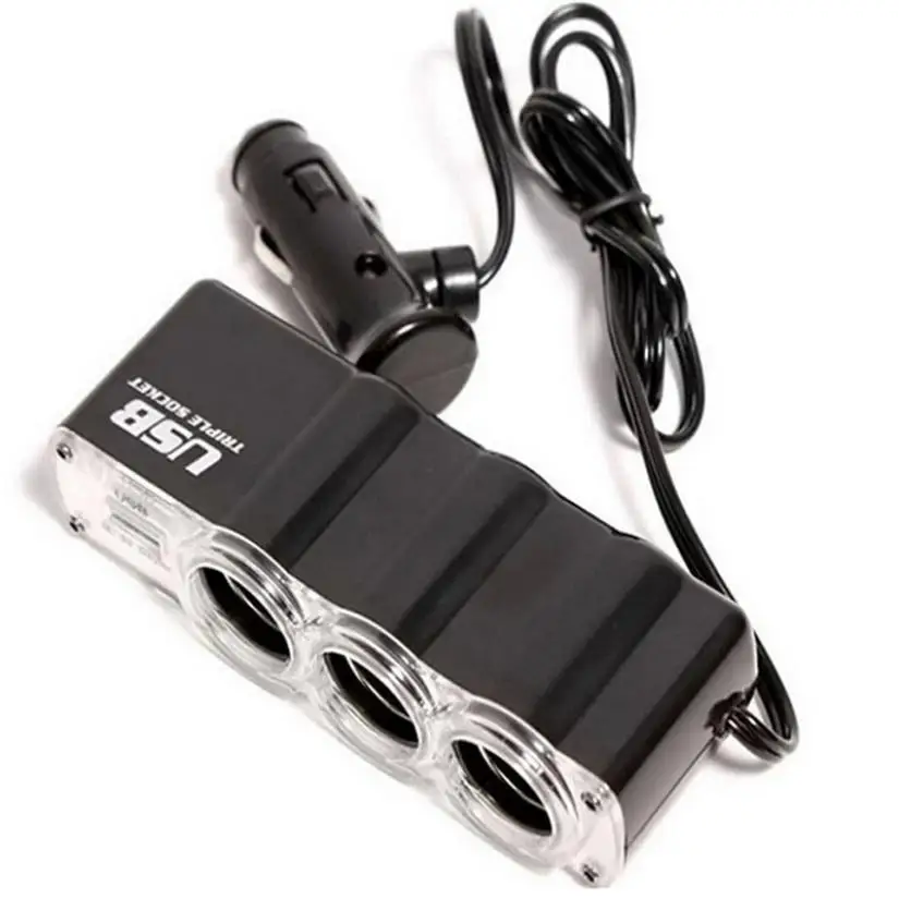 Интерьер автомобиля 3 розетки Φ разветвитель и 1 USB порт автомобильное зарядное