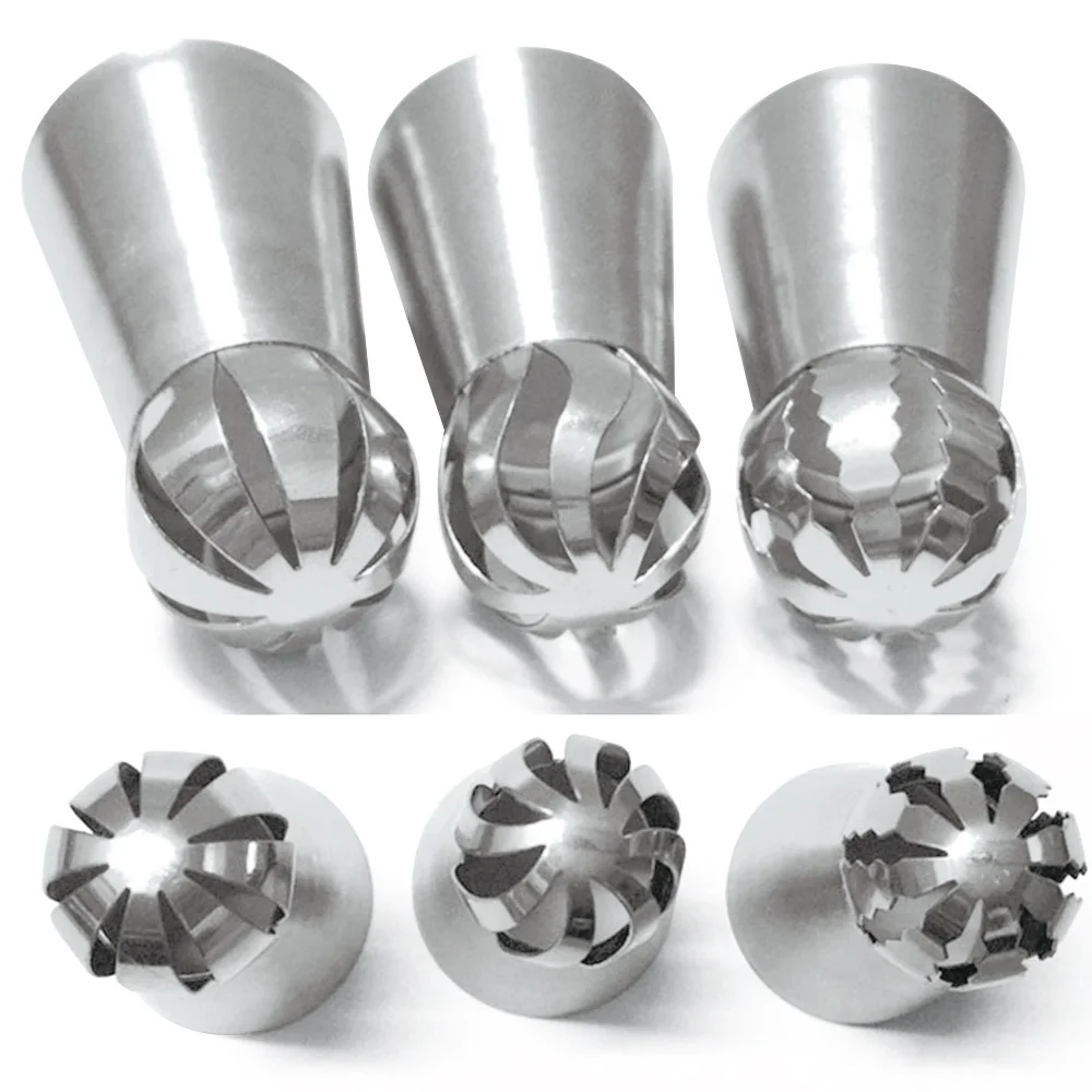 3 шт./лот из нержавеющей стали русский шар факел насадки цветок помадка глазурь