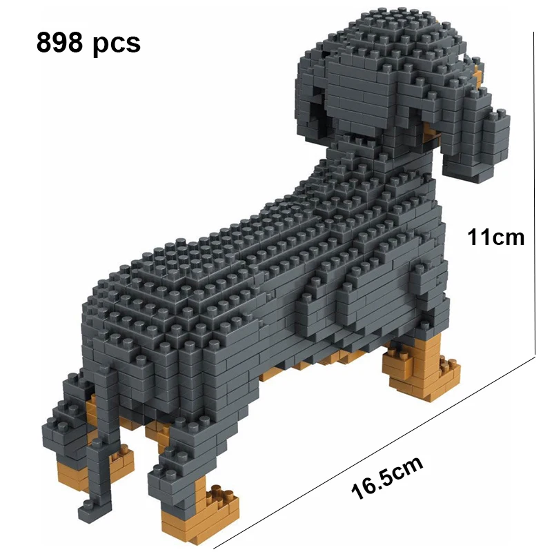 COGO 800 Pcs Assembly Building Blocks Animal Model Dog Toy Mini Diamond Bricks Block Dachshund Schnauzer Toys For Children | Игрушки и