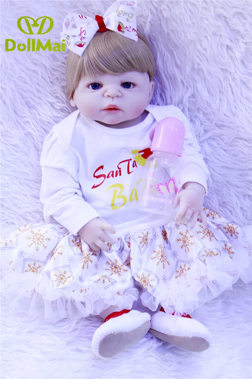 Кукла Reborn baby 57 см блонд волосы bebes reborn силиконовая для всего тела детей | Игрушки и