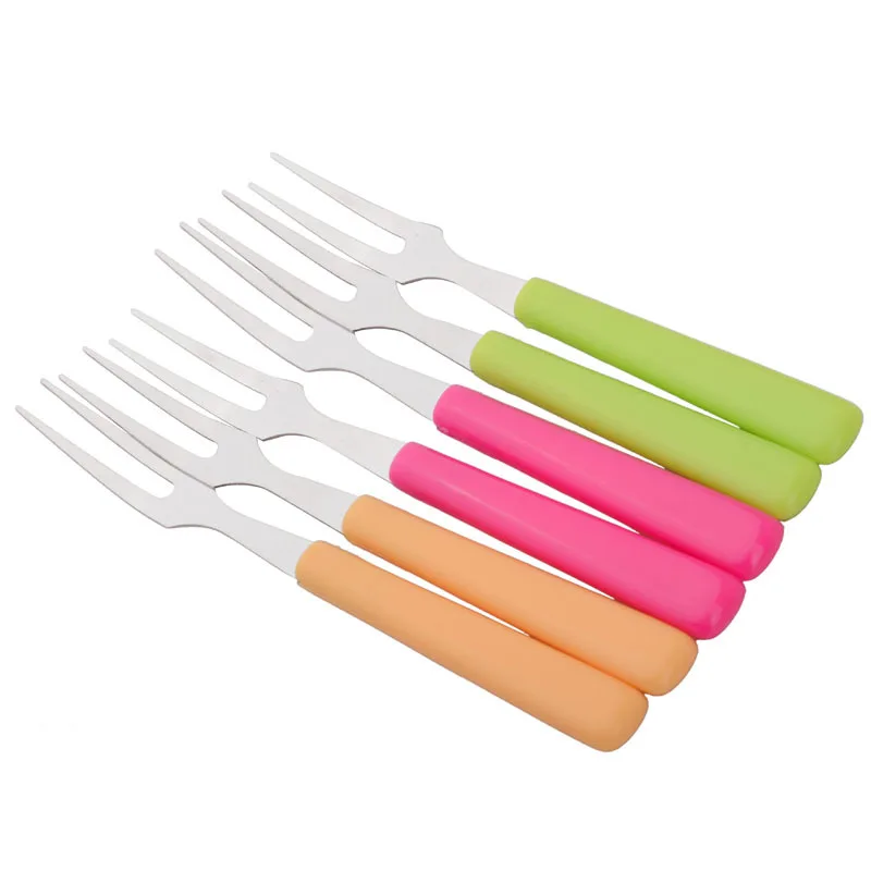 KMYC 6Pc/Set Stainless Steel Fruit Fork Set Food Picks Cake Dessert Forks Two-Tin Knife Party Wedding Durable Cutlery Tool | Дом и сад