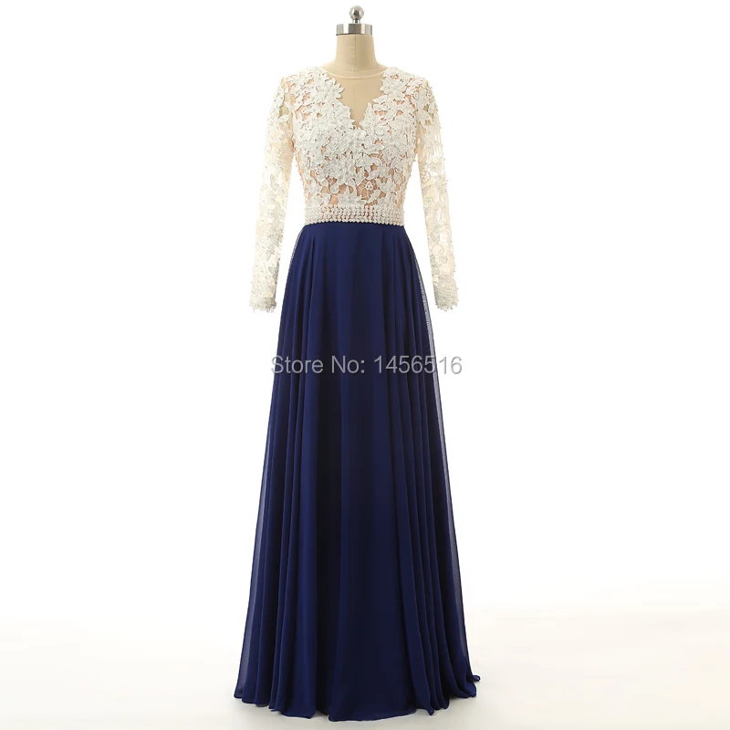 Женское шифоновое платье с длинным рукавом белое кружевное ТРАПЕЦИЕВИДНОЕ