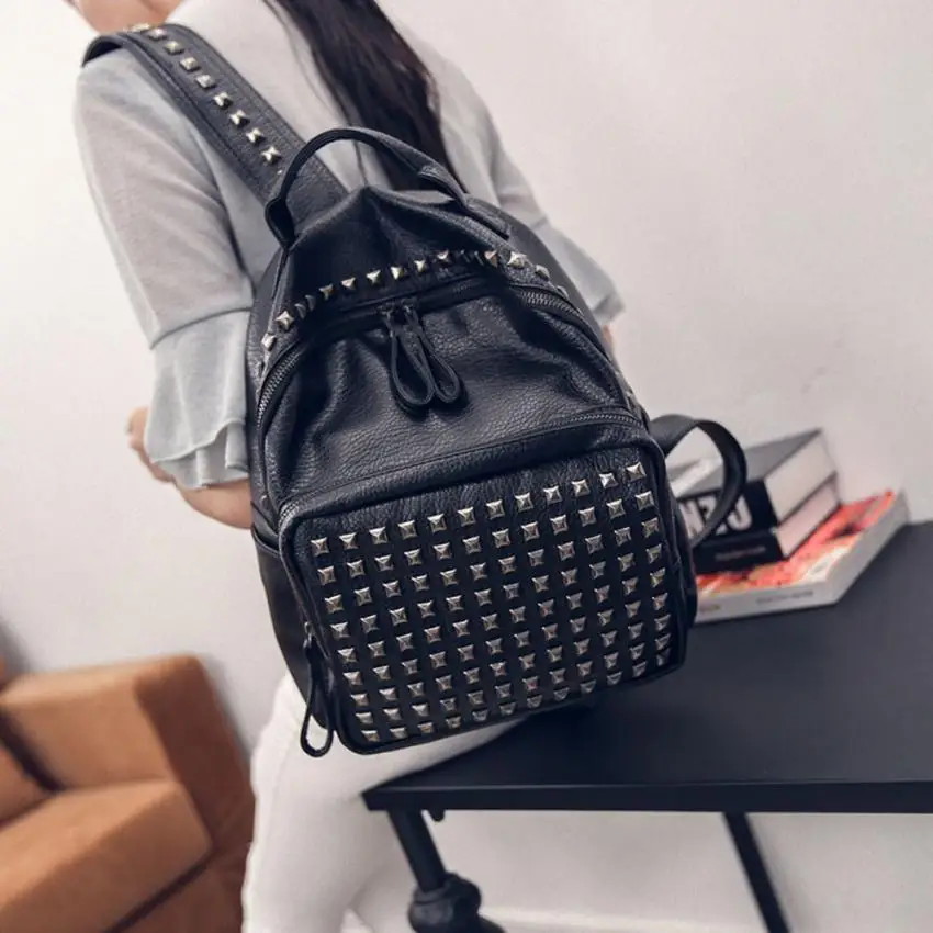 Женский кожаный рюкзак с заклепками Molave школьный сумка на плечо JAN28|Женские