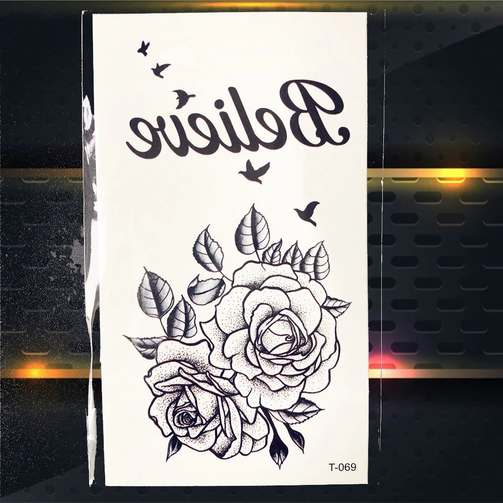 Женский браслет с цветком лотоса черные геометрические тату наклейки для