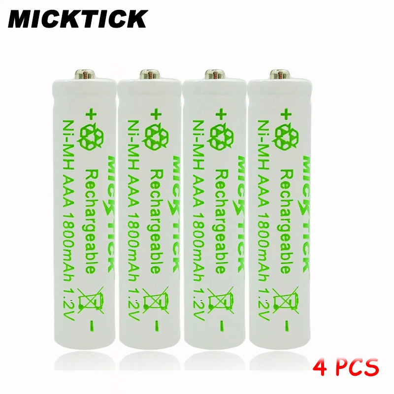 4 шт. 4x1.2 В AAA 3A 7 # Ni MH Батарея micktick 1800 мАч Перезаряжаемые Батареи Batteria Цифровые