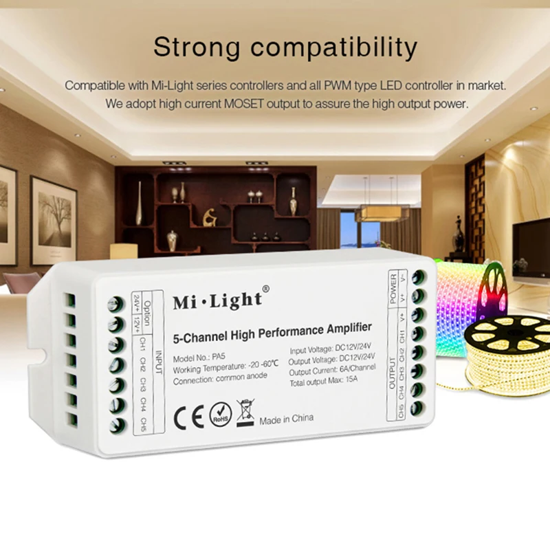 Mi Light PA5 15A 5 канальный высокопроизводительный усилитель серии контроллера и все