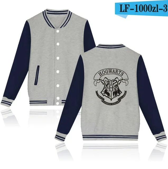 gray and navy blue Бейсбольная куртка Хогвартс, мужское/женское пальто, Зимняя мода, толстовки, толстовка, теплая, хип-хоп, для колледжа, женские куртки, одежда - Цвет: gray and navy blue