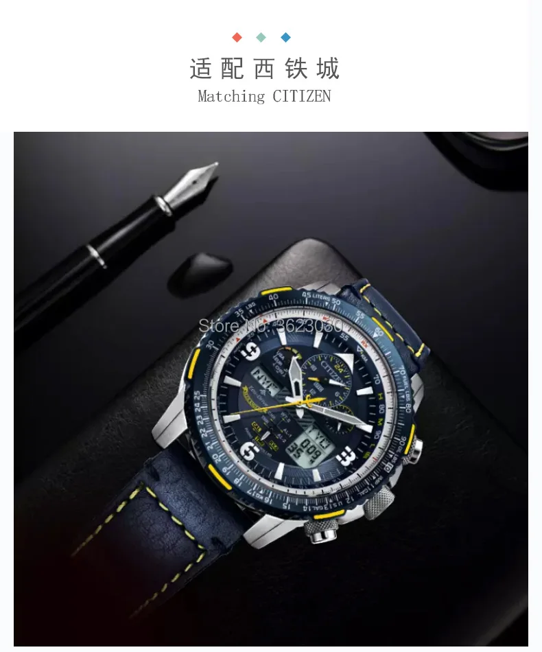 Ремешок из натуральной кожи для часов CITIZEN Air Eagle blue angel JY8078 8070 8035 AT8020 мужской ремешок для часов 23 мм 20 мм аксессуары для часов
