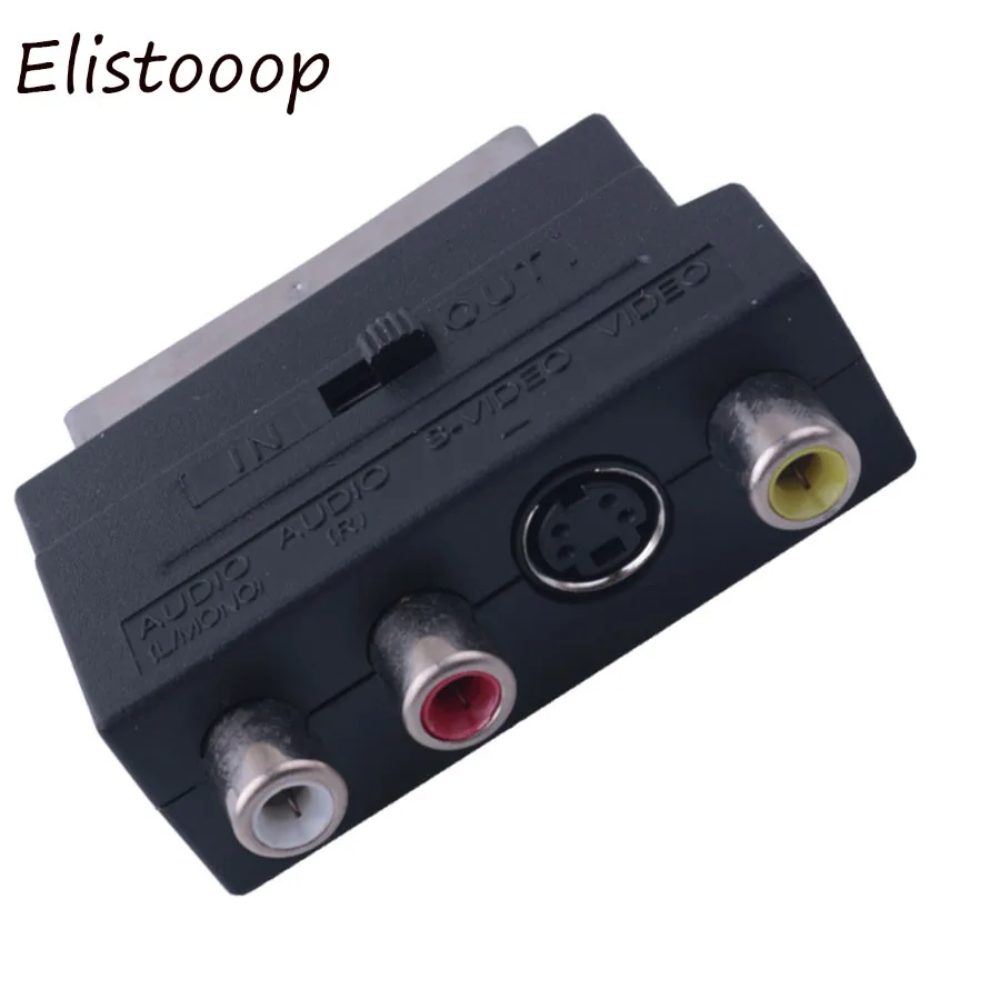 Elistooop RGB Scart to 3 RCA S-видео адаптер Композитный SVHS S-Video AV TV Audio для видеорегистратора