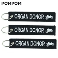 3pcslot keychain fashion key tag organ donor keychain holder for motorcycles embroidery key ring the key to happiness key fobs