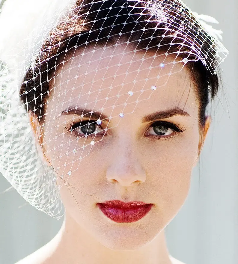 Bridal Birdcage Veil Ivory Tulle Vintage Style Petite Mini Blusher Wedding accesory | Свадьбы и торжества