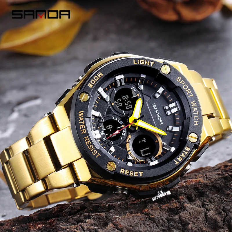 Многофункциональные армейские мужские часы двойной дисплей водонепроницаемые