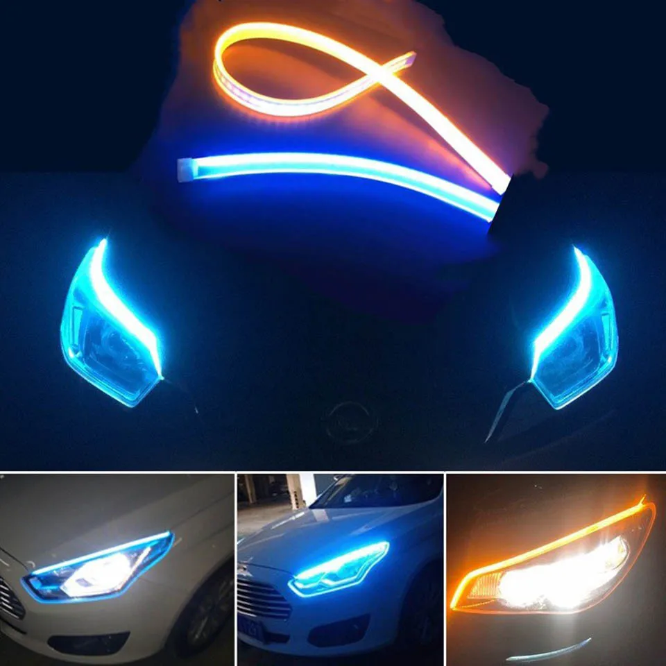 2 шт. автомобильные DRL светодиодный дневные ходовые огни автомобильный стример поворотник направляющая полоса фары в сборе автомобильные аксессуары