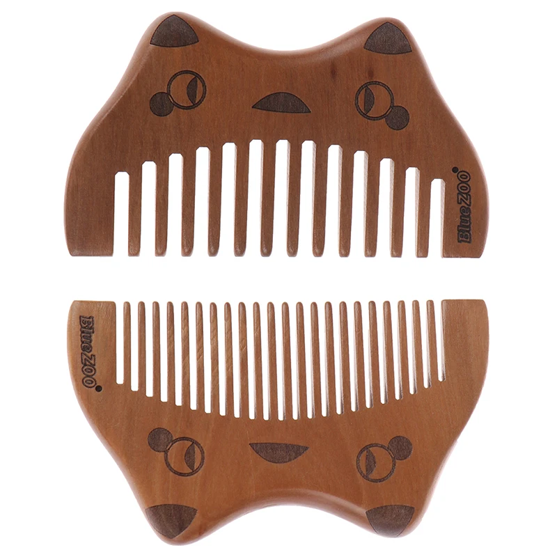 1Pc Portable Pocket Natural Wooden Combs No Static Beard Comb Cute Cat Design Hairdressing Styling Tool Hair Brush Massage | Красота и