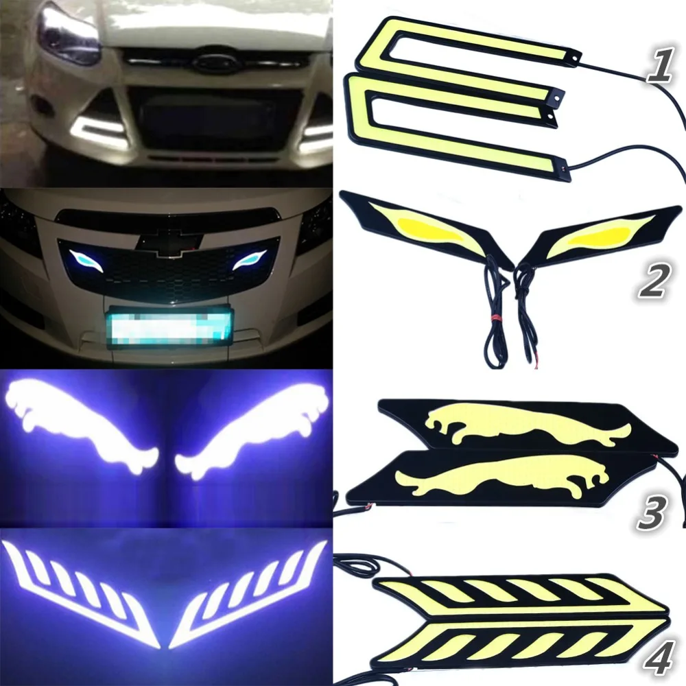 DC 12V 6000K 2 шт. автомобильные белые COB светодиоды дневные ходовые огни DRL
