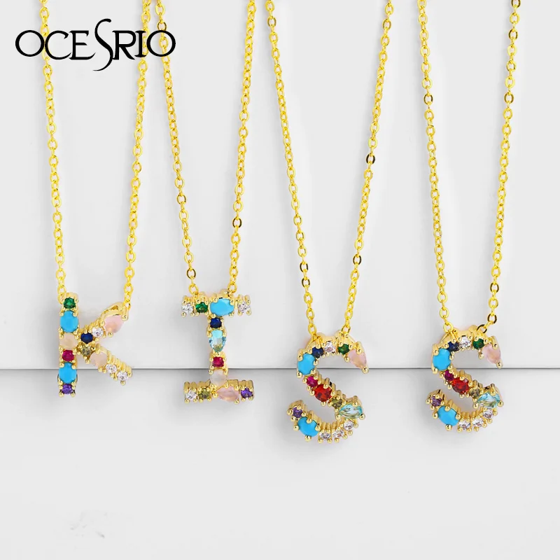 OCERIO 2019 1/4 шт. золота ААА кубического циркония ожерелье индивидуальные алфавита