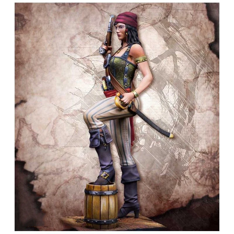 Неокрашенный набор 1/24 75 мм Mary Read пират Флибустьер солдат древний 75 мм Полимерная фигурка миниатюрный garage Kit