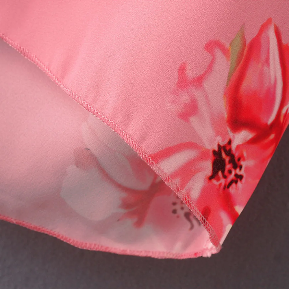 

Women Shirts 2019 Pink Three Quarter Flare Sleeve Print Chiffon Cardigan Blouses Shirt Lady Shirt Casual Tops Blusas bluz *50