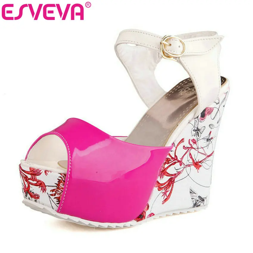 ESVEVA/женские туфли-лодочки элегантные женские сандалии на высокой танкетке с