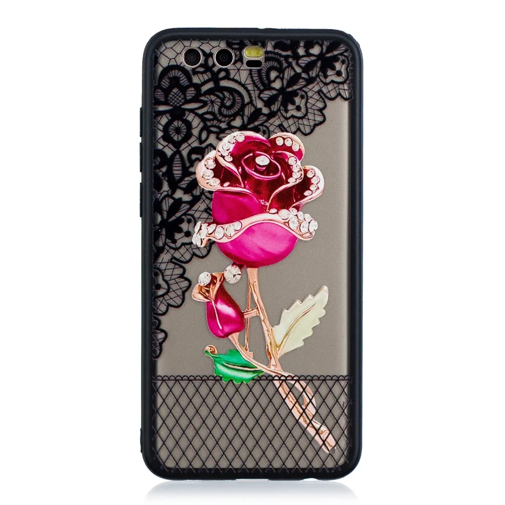 For Huawei Honor 9 Lite Case honor note 10 Silicone Lace 3d diamond flower Back Cover lite 8x |
