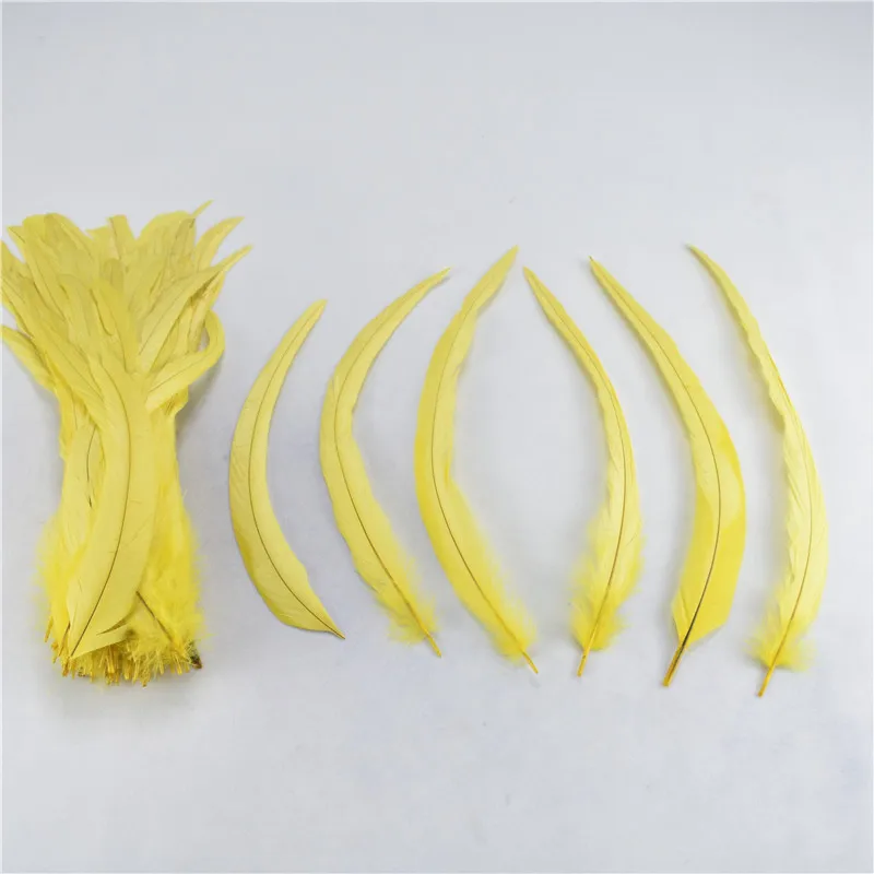 Yellow Горячая 50 шт-100/лот 30-35 см/12-14 дюймов Куриные перья DIY Перья для рукоделия и свадебные украшения, аксессуары - Цвет: Yellow