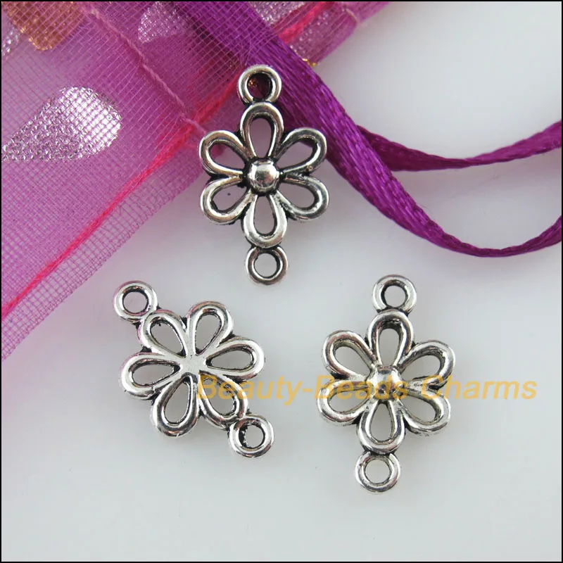 Модные 70 шт. Тибетский серебристый цвет цветок кулон Подвеска со звездой разъемы