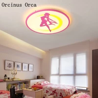 cartoon pink led beauty girl ceiling lamp girl bedroom childrens room lighting modern simple creative romantic ceiling lamp