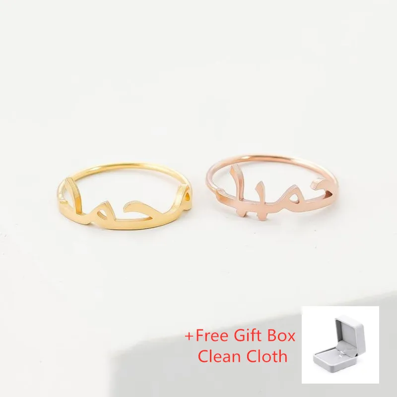 

Islamic Jewelry Silver Personalized Custom Arabic Name Rings For Women Friendship Gift Stainless Steel Ring Handmade Bague Femme