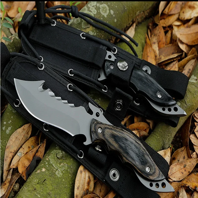 Hysenss титановый нож с фиксированным лезвием деревянной ручкой 58HRC для кемпинга