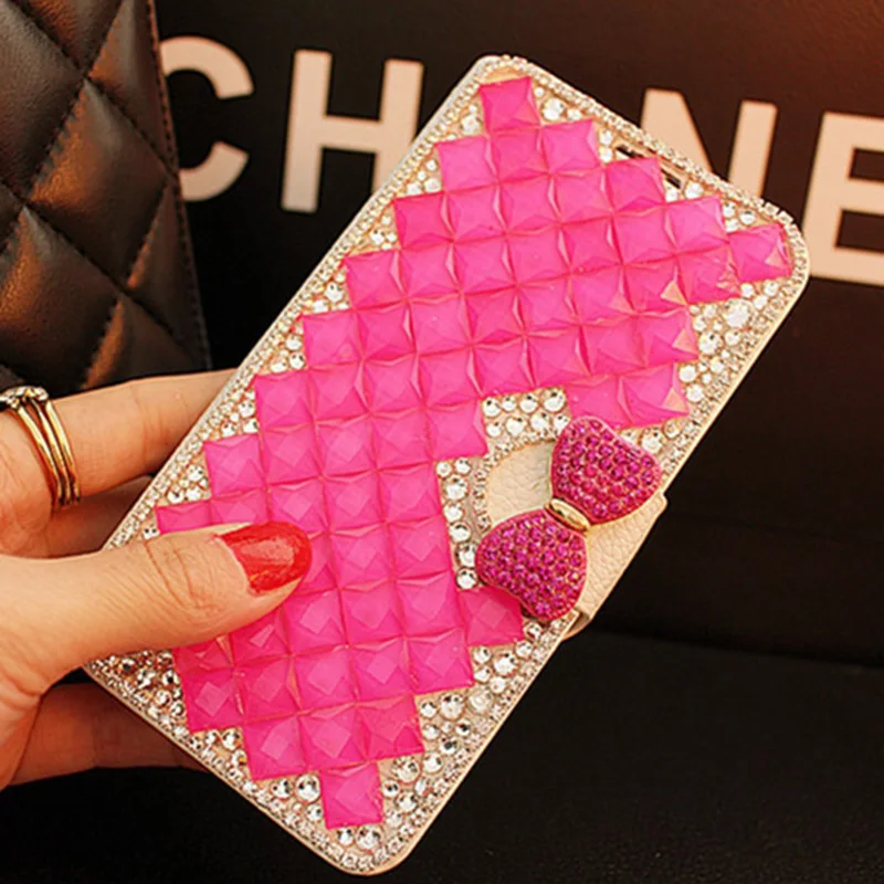 Бантом Кристалл кожа Диаманта bling coque Case Для Samsung Galaxy J7 премьер-J2 J3 J5 Премьер-S7 плюс
