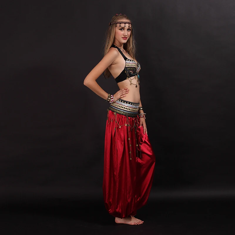Этнический костюм для танца живота черный Roupas Academy Feminina цыганская одежда