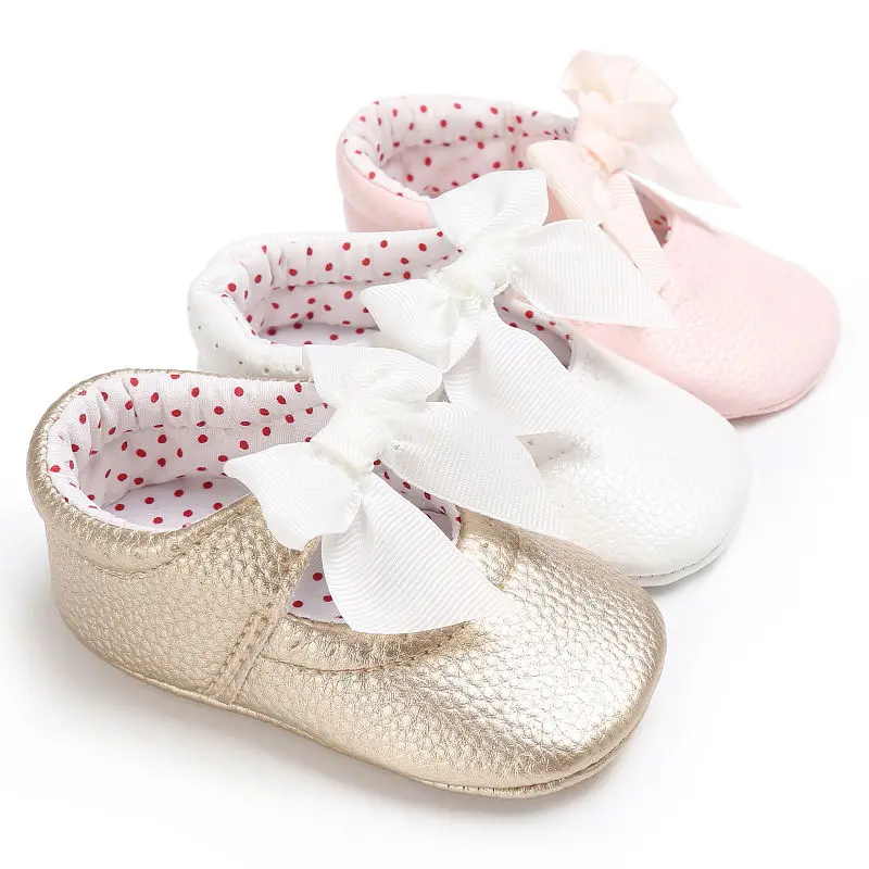 

Newborn Kids Baby Boy Girl Leather Shoes PU Bowknot Princess Toddler Shoes Slip Into Prewalkers First Walkers Shoes 0-18M