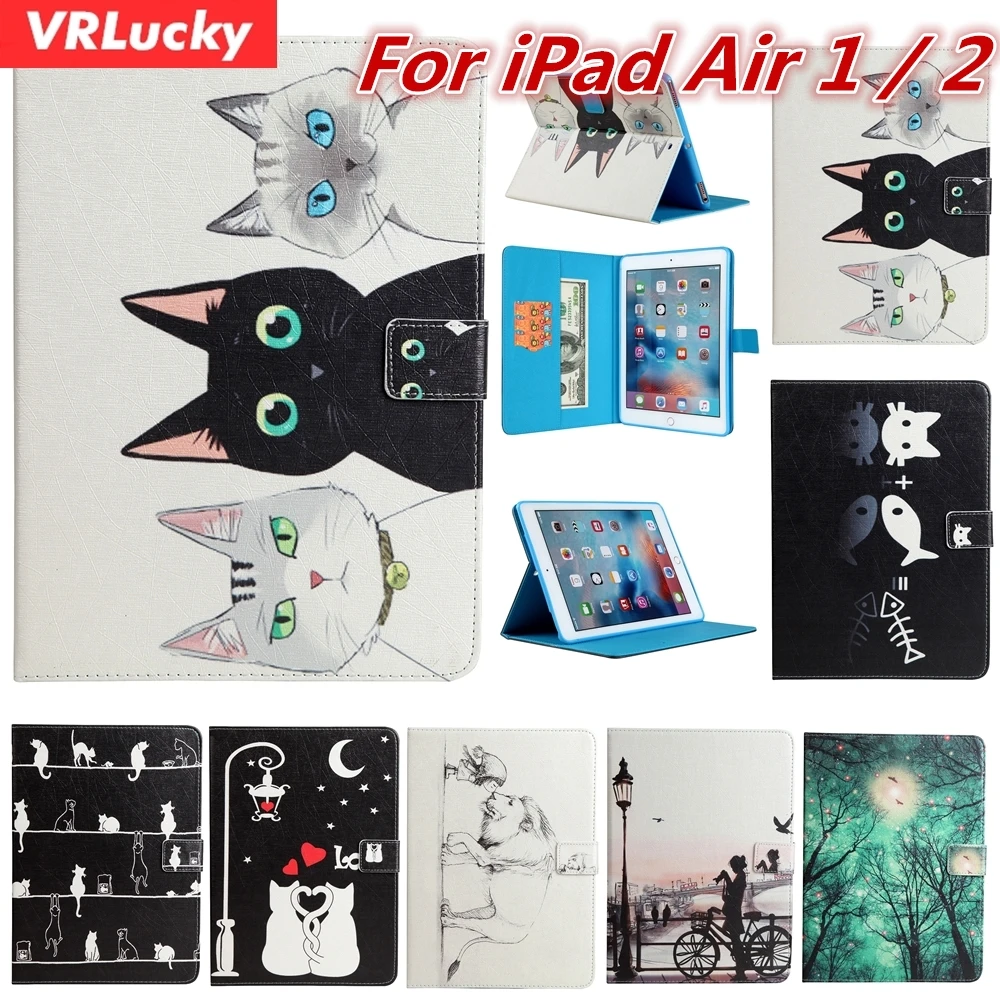 Чехол VRLucky для Ipad Air 1 2 с милыми кошками и откидной крышкой из искусственной