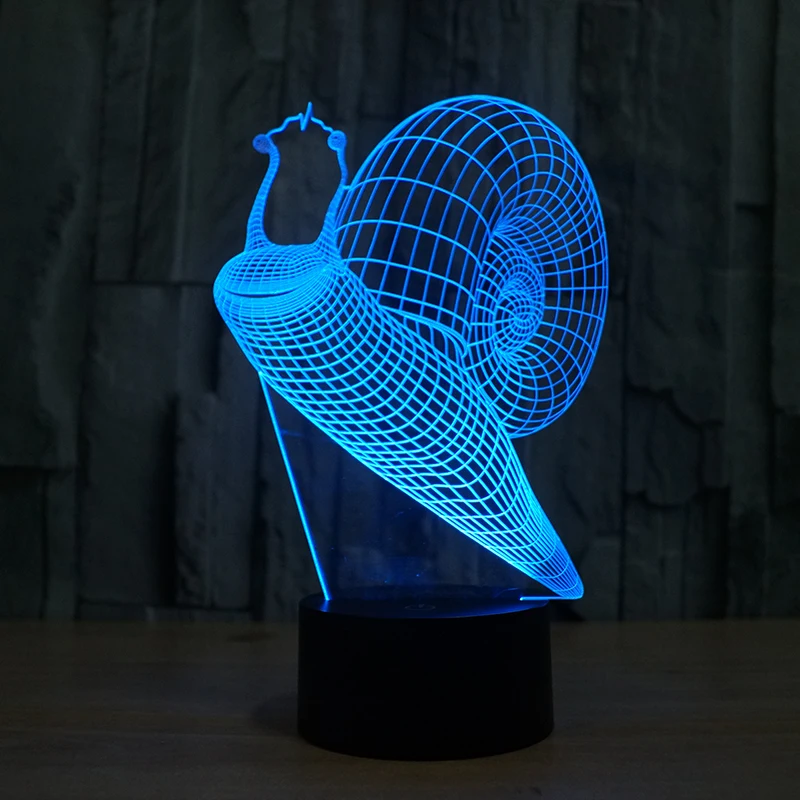 Мультяшные животные 3D улитки красочные ночные 7 меняющихся цветов для детской