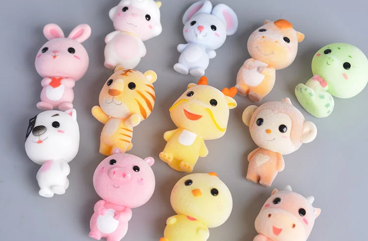 Koteta Kawaii ПВХ флокирующая кукла пушистая панда Пингвин утка мини животные игрушки для детей флокирующая игрушка для девочек детские подарочные фигурки