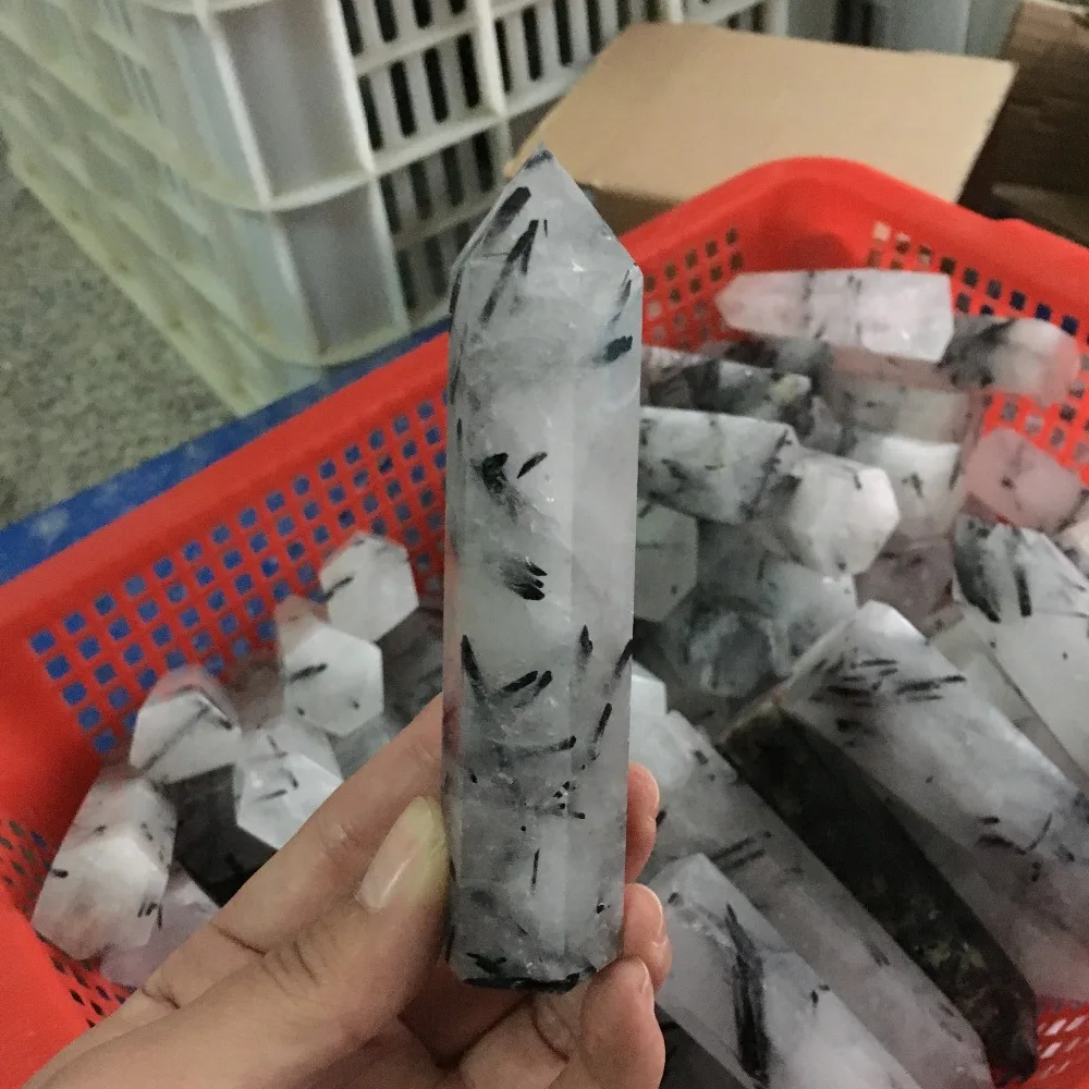 Натуральный черный турмалин кварц кристалл палочка ТОЧКА 90 г|Камни| |