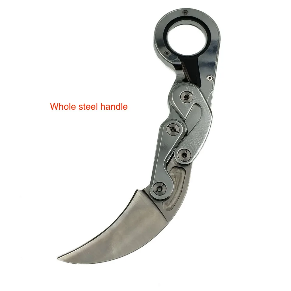 Silver steel handle Swayboo механический коготь нож Karambit CS GO выживания кольцо нож карманный тактический инструмент мини EDC Мульти нож - Цвет: Silver steel handle