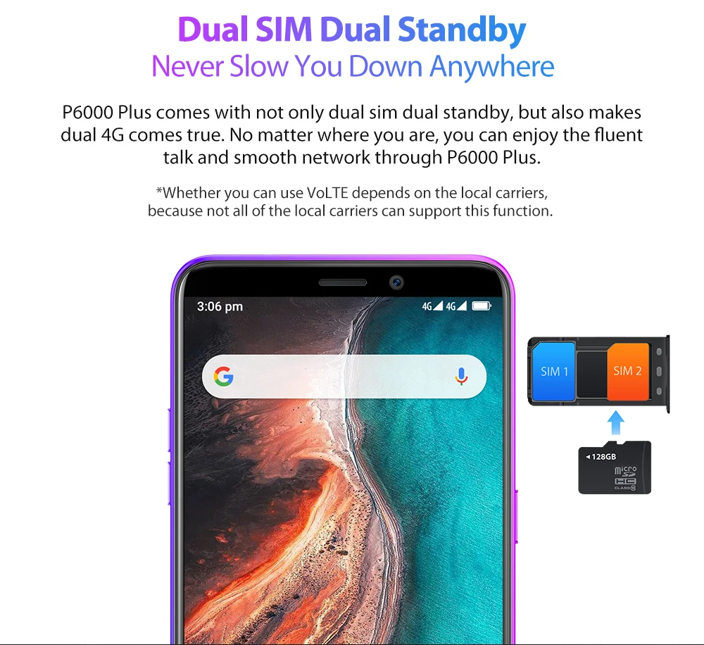 Ulefone P6000 Plus 6350 мАч Смартфон Android 9,0 6 дюймов HD+ Двойная камера Ouad Core 3 ГБ 32 ГБ сотовый телефон 4G мобильный телефон Android